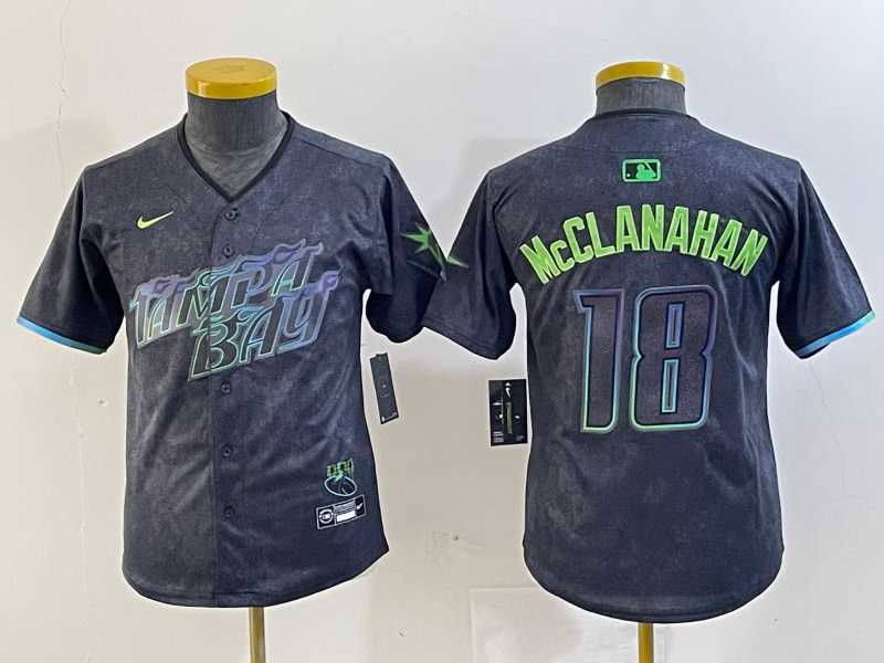 Youth Tampa Bay Rays #18 Shane McClanahan Charcoal 2024 City Connect Limited Cool Base Jersey->mlb youth jerseys->MLB Jersey